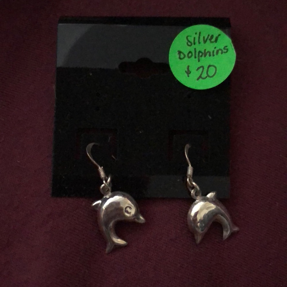 Silver dolphin earrings